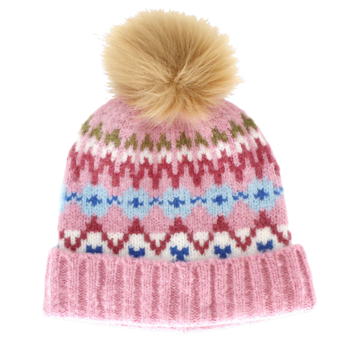Carla Bobble Hat - Pink