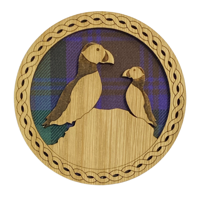 Wooden Mug Coaster with design of two Puffins