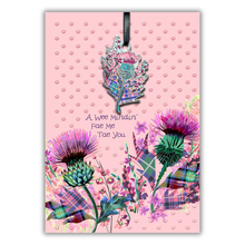 Load image into Gallery viewer, A Wee Mindin’ Thistle Enamel Keepsake Charm Card
