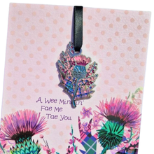 Load image into Gallery viewer, A Wee Mindin’ Thistle Enamel Keepsake Charm Card
