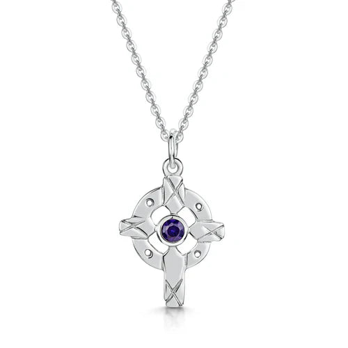 Celtic Cross Amethyst Crystal Pendant