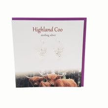 Load image into Gallery viewer, Highland Coo Scotland sterling silver earrings | The Silver Studio 
