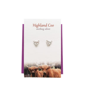 Highland Coo silver stud earrings| The Silver Studio Scotland