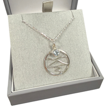 Load image into Gallery viewer, Misty Isle Sterling Silver pendant featuring a light blue crystal from Glenna Jewellery.
