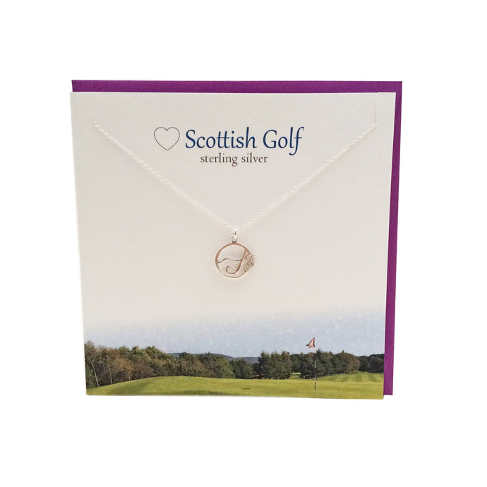 Love Scottish Golf silver pendant | The Silver Studio Scotland
