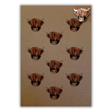 Load image into Gallery viewer, Hairy Coo Eco Kraft Card with removable enamel pin badge
