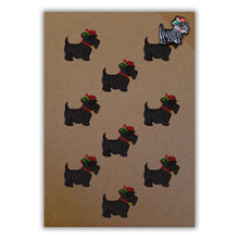 Load image into Gallery viewer, Scottie Dog Eco Kraft Card with removable enamel pin badge
