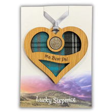 Load image into Gallery viewer, Scottish Gift Idea Lucky Sixpence Wooden Wall Gift with Heart Design
