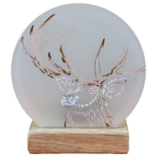 Load image into Gallery viewer, Wooden Tea Light Candle Holder with Stag Design

