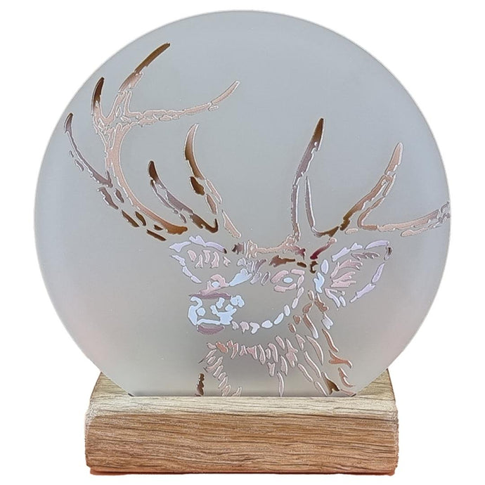 Wooden Tea Light Candle Holder with Stag Design
