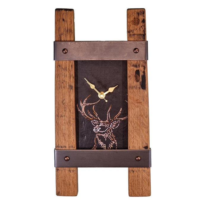 Wooden Clock Gift with slate Clock Face and metal border