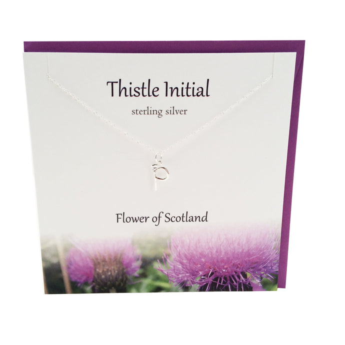 Thistle  Initial 'P' silver necklace | The Silver Studio Scotland