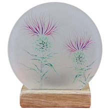 Load image into Gallery viewer, Wooden Tea Light Candle Holder with Thistle Design
