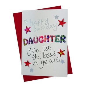 Scottish Birthday Card For Daughter with Tartan Star Design