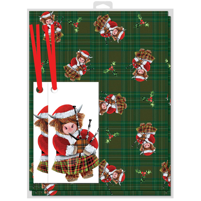 Christmas Santa Coo Gift Wrap & Tag Set