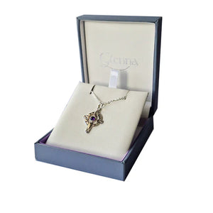 Celtic Cross Amethyst Crystal Pendant