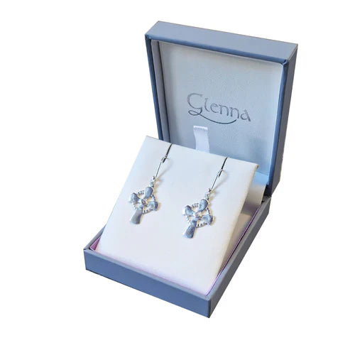 Celtic Cross Crystal Drop Earrings
