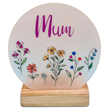 Load image into Gallery viewer, Wooden Tea Light Candle Holder withMum Wildflowers Design
