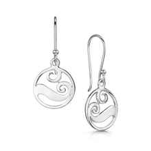 Load image into Gallery viewer, Scottish Coast Small Wave Silver Drop Earrings
