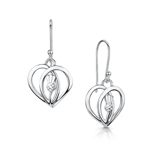 Scottish Thistle Heart silver drop earrings | Glenna Jewellery Scotland