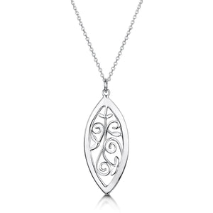 Scottish Woodland Garden silver long pendant | Glenna Jewellery Scotland