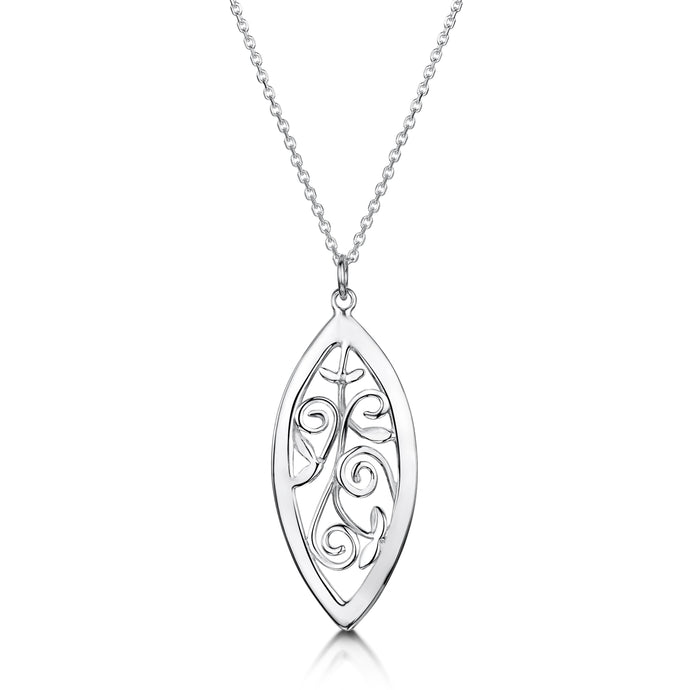 Scottish Woodland Garden silver long pendant | Glenna Jewellery Scotland