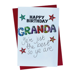 Scottish Birthday Card For Granda with Tartan Star Design