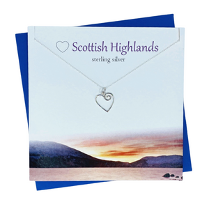 Sterling Silver pendants for women with scottish highlands theme and with heart design