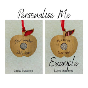Personalised teacher apple with custom text engraving