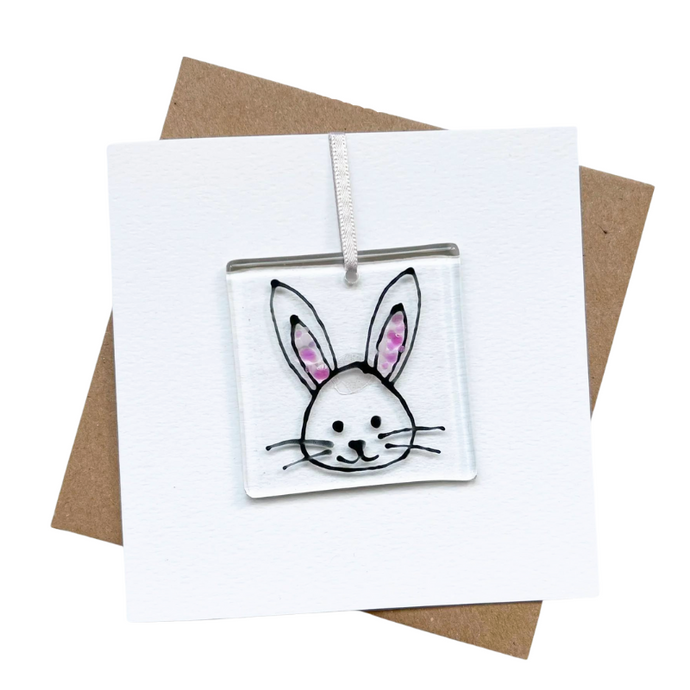 Bunny card with fused glass art decoration