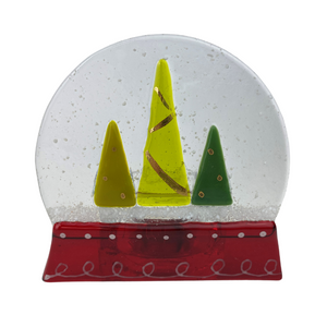 Snow Globe Fused Glass Candle Holder
