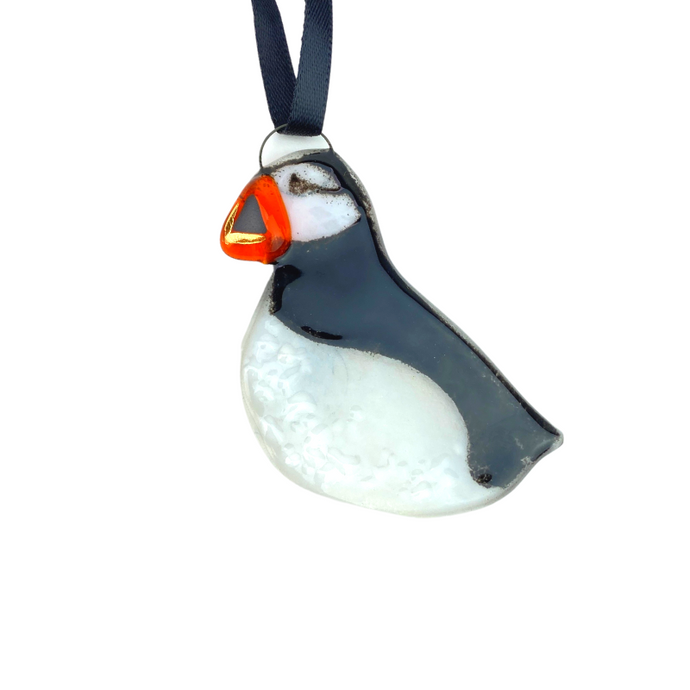 Puffin fused glass decoration