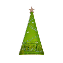 Load image into Gallery viewer, Christmas Tree Fused Glass Candle Holder
