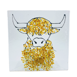 Highland Cow Fused Glass Candle Holder