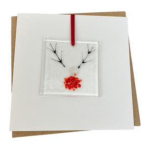 Reindeer card with fused glass art decoration