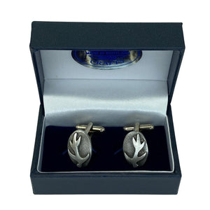 Silver Scottish cufflinks with stag antler designa