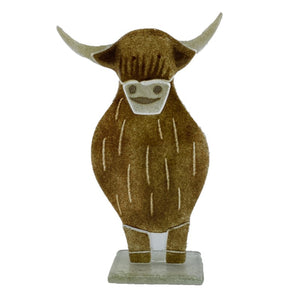 Handmade Fused Glass Art Standing Cow