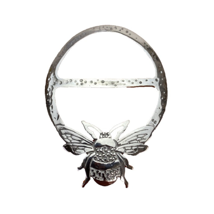 Pewter scarf ring with Bee design at the bottom