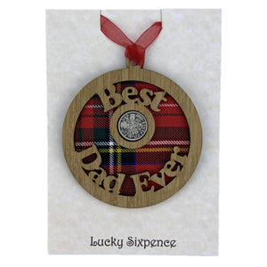 Scottish Gift Idea Lucky Sixpence Wooden Wall Gift with round Design