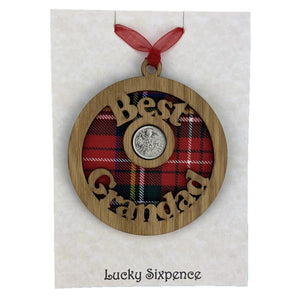 Scottish Gift Idea Lucky Sixpence Wooden Wall Gift with round Design