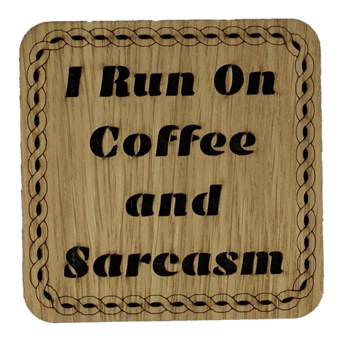 Wooden Mug Coaster with coffee phrase