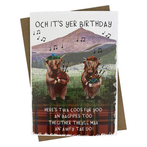 Scottish Birthday Card with Two Cows on the Front