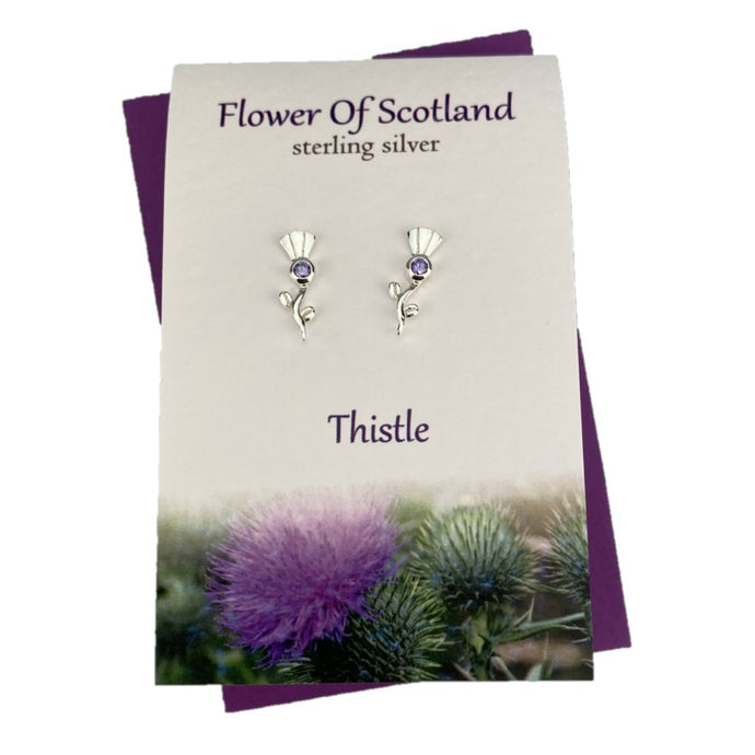 Sterling Silver Scottish earrings with small thistle design