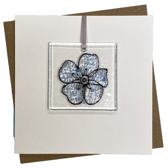 Forget Me Not card with fused glass art decoration