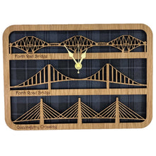 Load image into Gallery viewer, Wooden Clock Gift with three of the fourth bridges

