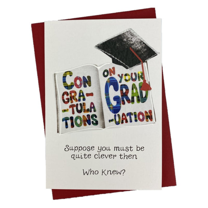 graduation Card with tartan congratulations book on the Front of the Card
