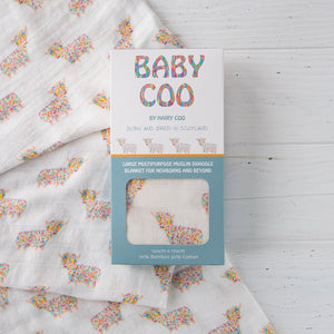 Baby Coo Muslin Swaddle Scottish Baby Gift