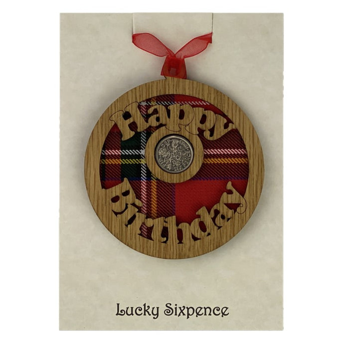 Scottish Gift Idea Happy Birthday Lucky Sixpence Wall Plaque