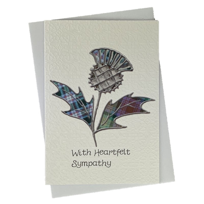 Deepest Sypathy Card with Tartan Thistle on the Front