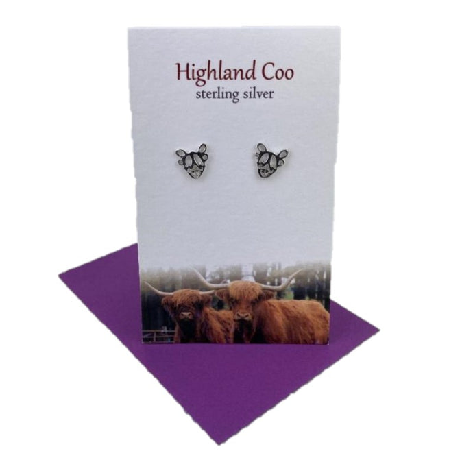 Sterling Silver Scottish earrings with highland coo design